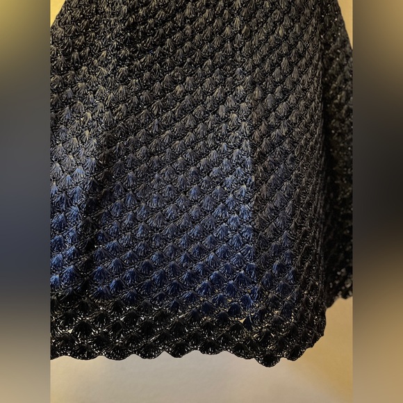 Vintage Anna Giovannozzi Italy Darkest Blue Crochet Raffia Maxi Skirt - Picture 4 of 12